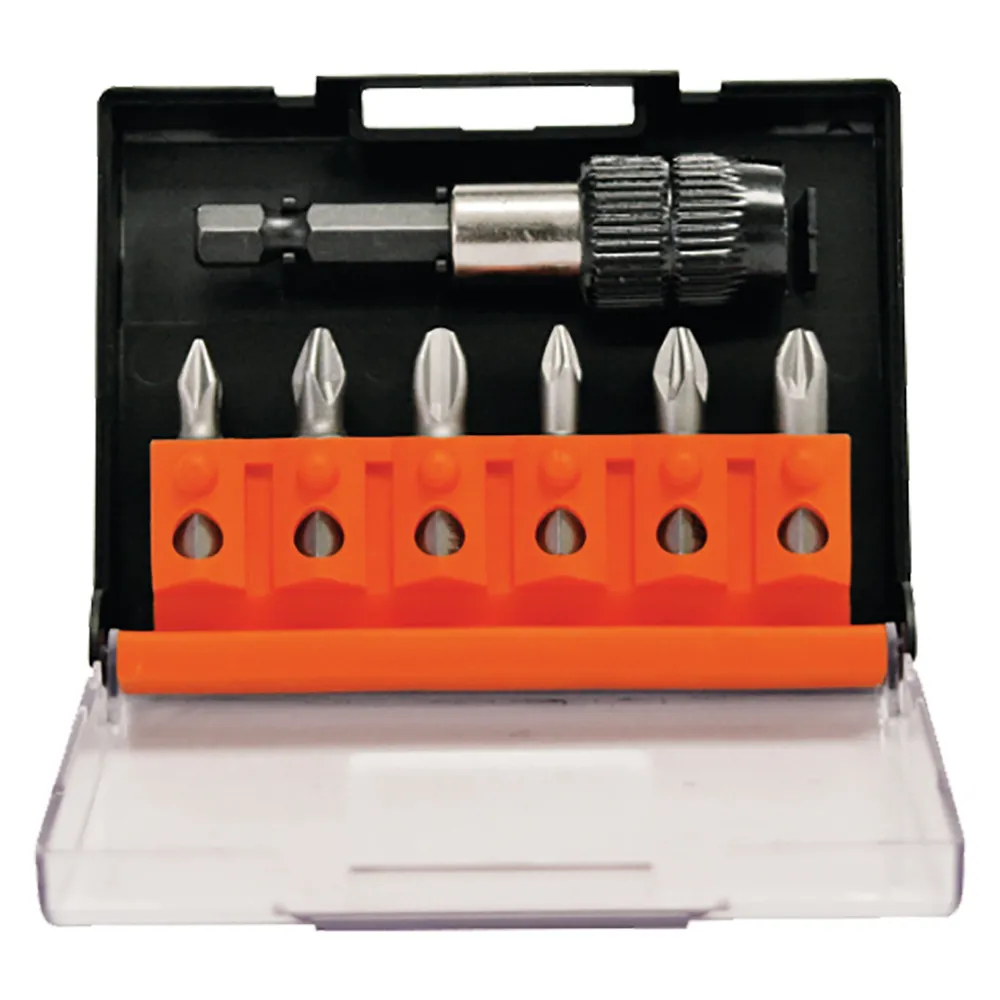 PORTAINSERTO CON INSERTI PHILLIPS E POZIDRIV 7 pz PORTAINSERTO CON INSERTI PHILLIPS E POZIDRIV 7 pz