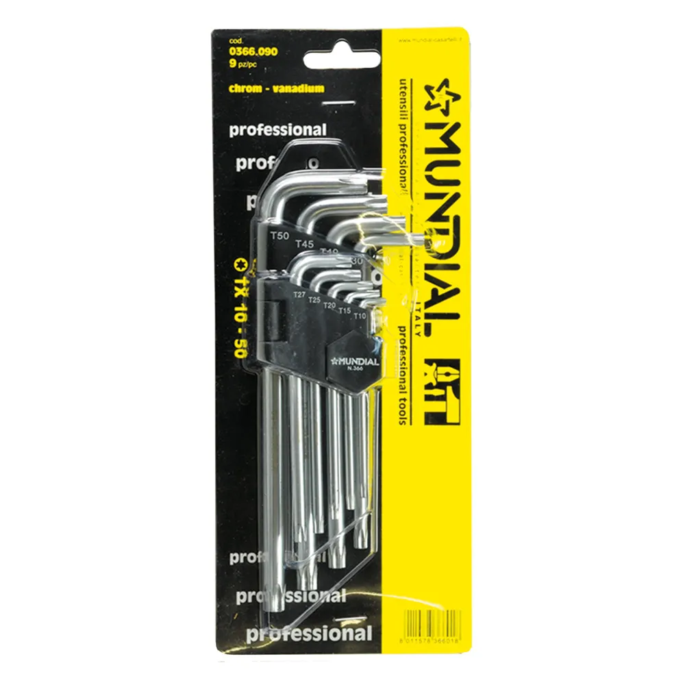CHIAVI TORX IN SERIE CON FORO (T10-T50) 9 pezzi CHIAVI TORX IN SERIE CON FORO (T10-T50) 9 pezzi