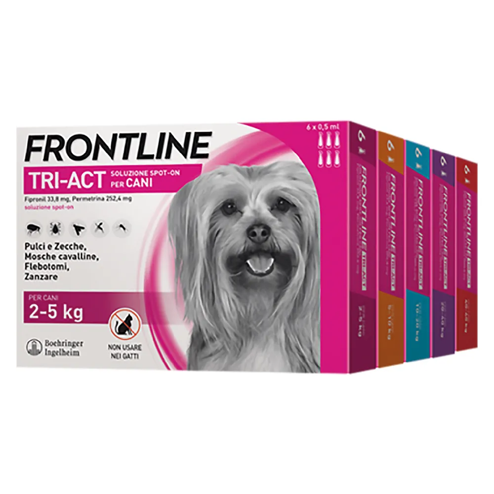 ANTIPARASSITARIO 'FRONTLINE TRI-ACT' cani 2/5 kg - 6 pipette ml 0 ANTIPARASSITARIO 'FRONTLINE TRI-ACT' cani 2/5 kg - 6 pipette ml 0