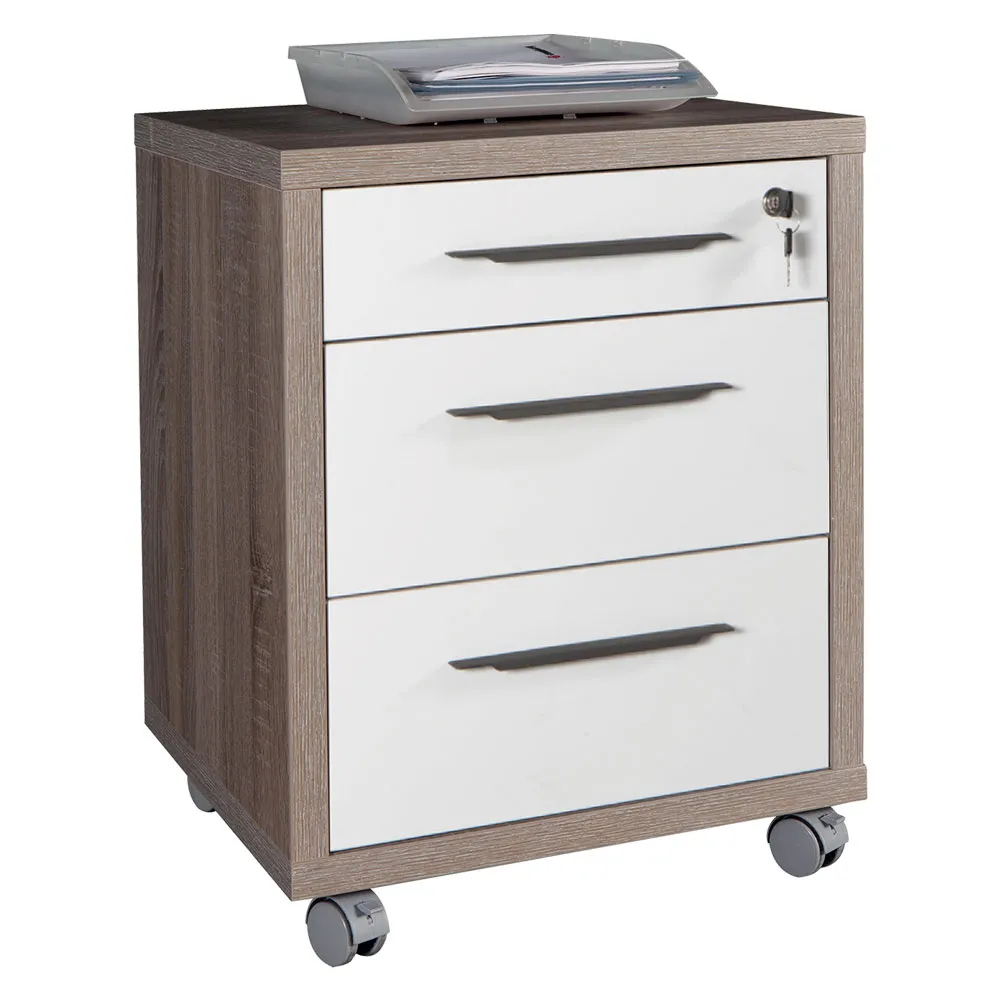 CASSETTIERA UFFICIO 3 CASSETTI LINEA 'CHANIA' cm. 45 x 48 x h.63 - rovere/bianco CASSETTIERA UFFICIO 3 CASSETTI LINEA 'CHANIA' cm. 45 x 48 x h.63 - rovere/bianco