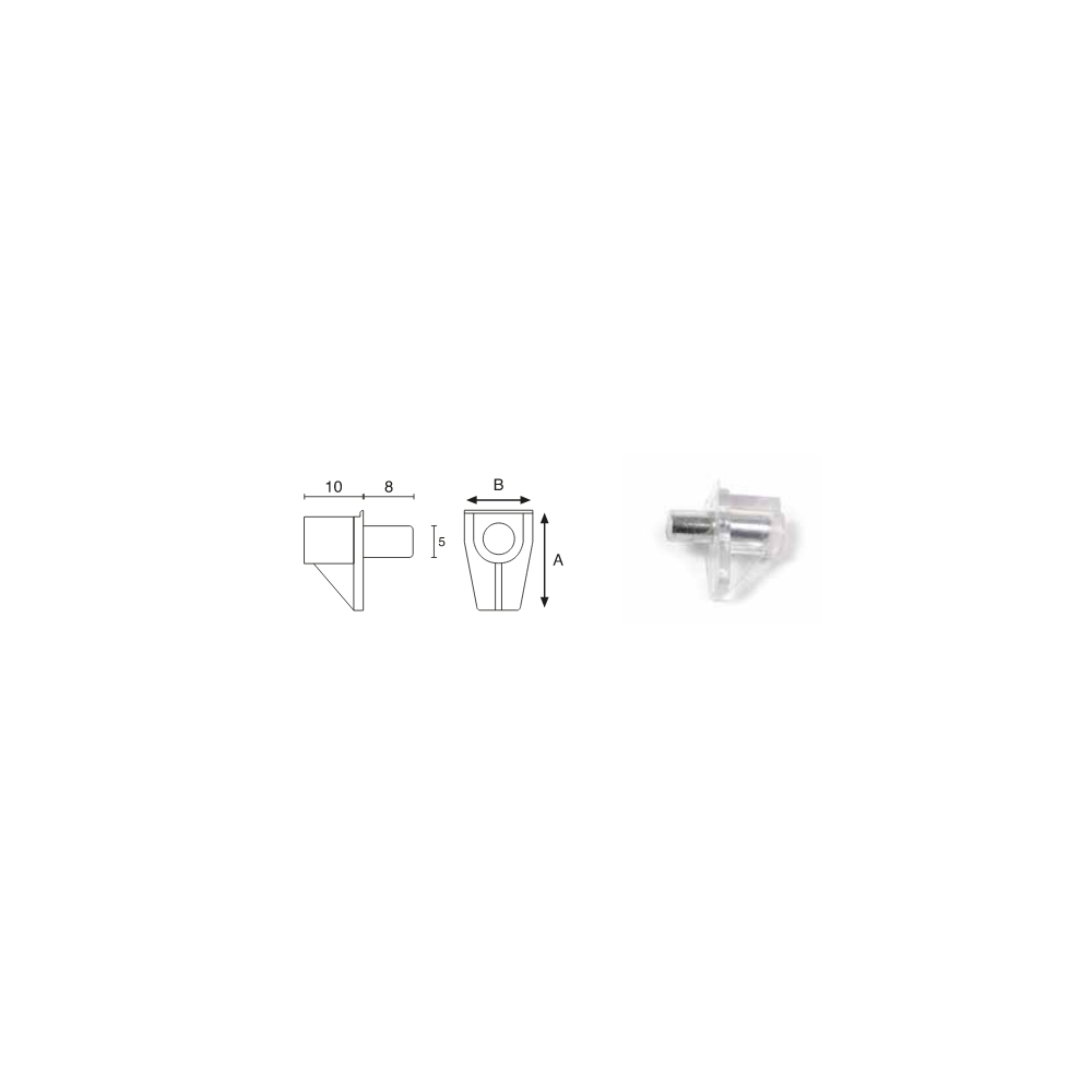 REGGIPIANO ANTIURTO IN PLASTICA 16 mm (A) x 11 mm (B) Trasparente