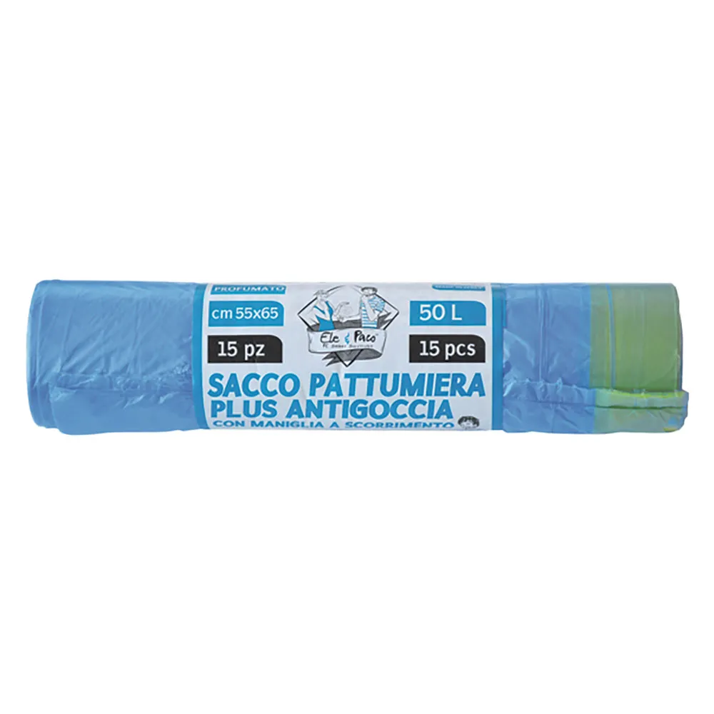 SACCHI PER NETTEZZA URBANA 'PLUS ANTIGOCCIA' cm 55x65 - rt.15 pz - celesti SACCHI PER NETTEZZA URBANA 'PLUS ANTIGOCCIA' cm 55x65 - rt.15 pz - celesti