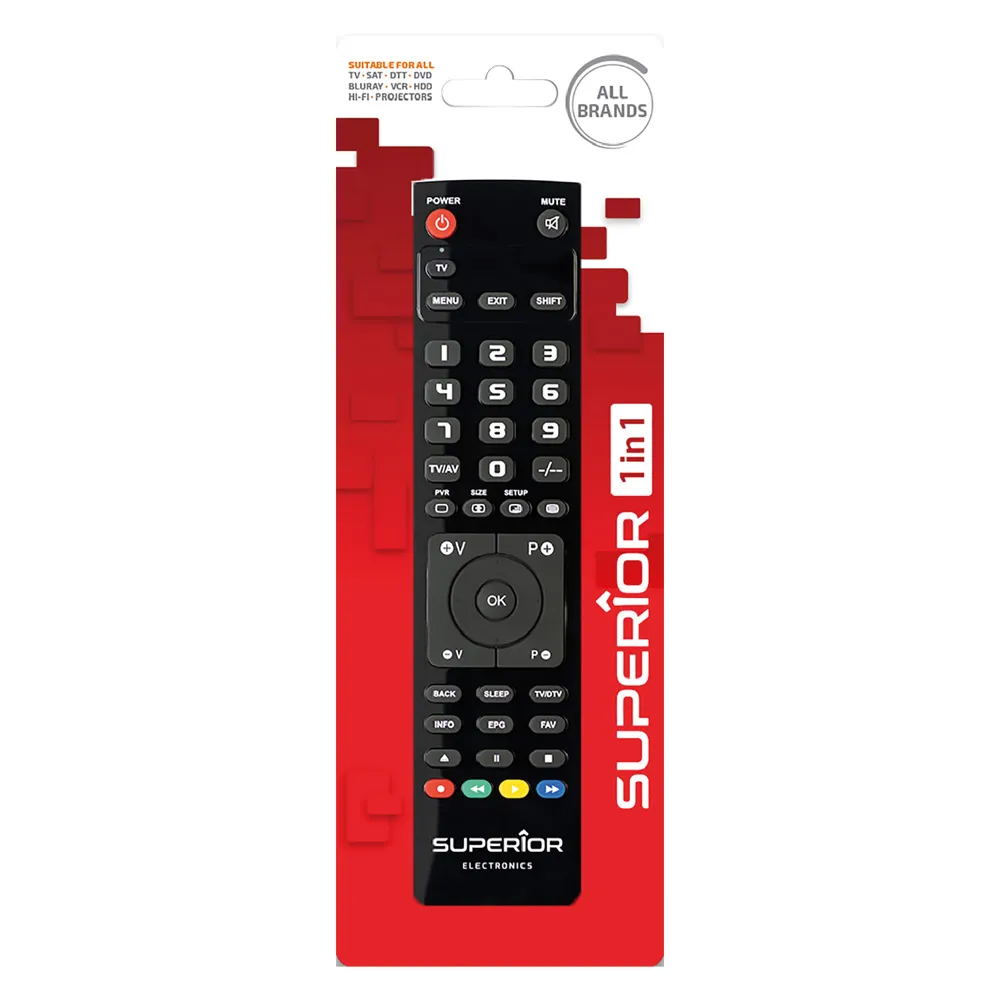TELECOMANDO COMPATIBILE PER TV 'SLIM' 1 in 1 controllo 1 dispositivo TELECOMANDO COMPATIBILE PER TV 'SLIM' 1 in 1 controllo 1 dispositivo