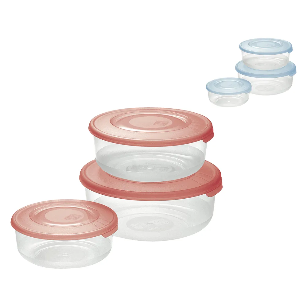 CONTENITORE TONDO IN PLASTICA SET 'FRIGO BOX' coperchio acqua trasparente CONTENITORE TONDO IN PLASTICA SET 'FRIGO BOX' coperchio acqua trasparente