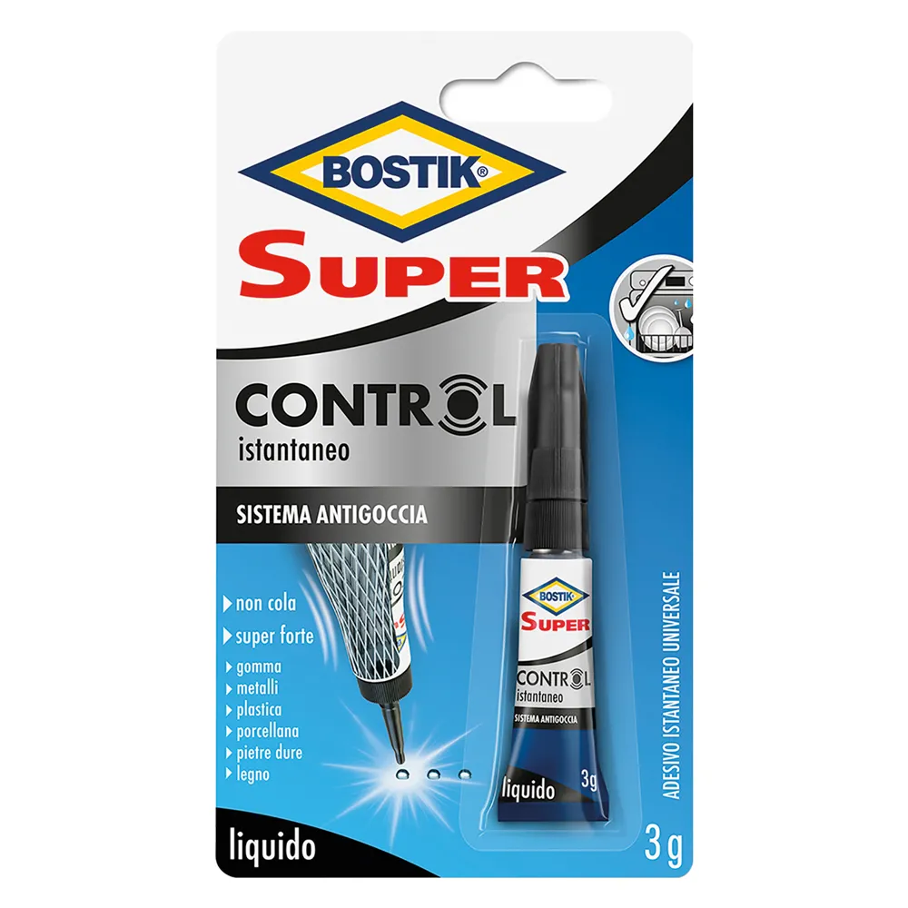 ADESIVO CIANOCRILATO 'SUPER CONTROL' gr. 3 - blister 1 pz ADESIVO CIANOCRILATO 'SUPER CONTROL' gr. 3 - blister 1 pz