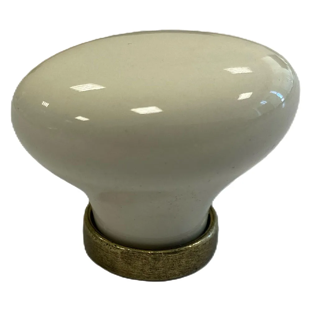 POMOLO PER MOBILI 'OVALE' base oro luc. / fondo bianco / decoro N.44 POMOLO PER MOBILI 'OVALE' base oro luc. / fondo bianco / decoro N.44