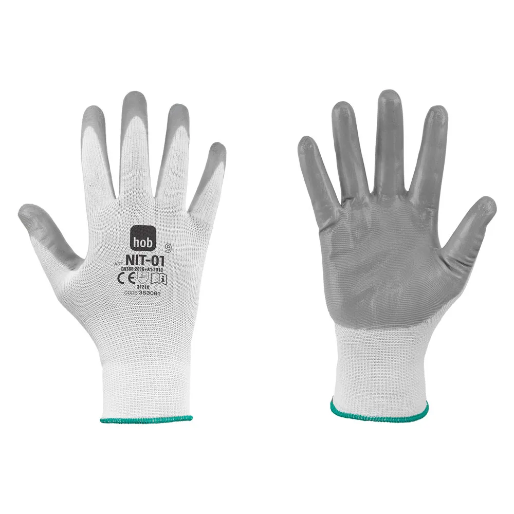 GUANTI NITRILE/POLIESTERE 'NIT-01 HOB SPECIAL' Tg. 10 - colore bianco/grigio GUANTI NITRILE/POLIESTERE 'NIT-01 HOB SPECIAL' Tg. 10 - colore bianco/grigio