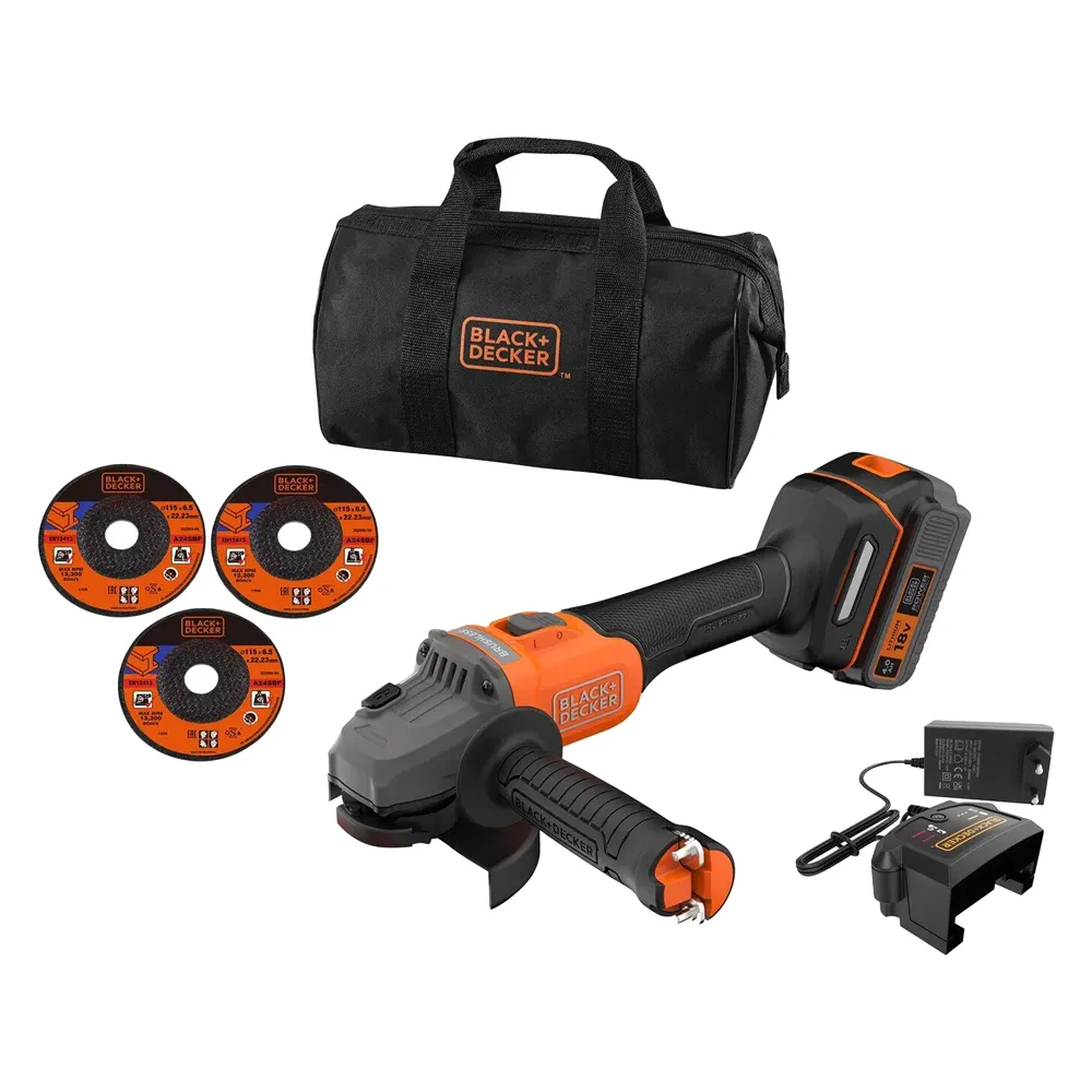 SMERIGLIATRICE ANGOLARE A BATTERIA 'BCG6L8F1S-QW' 18V 4 Ah Litio - 115 mm SMERIGLIATRICE ANGOLARE A BATTERIA 'BCG6L8F1S-QW' 18V 4 Ah Litio - 115 mm