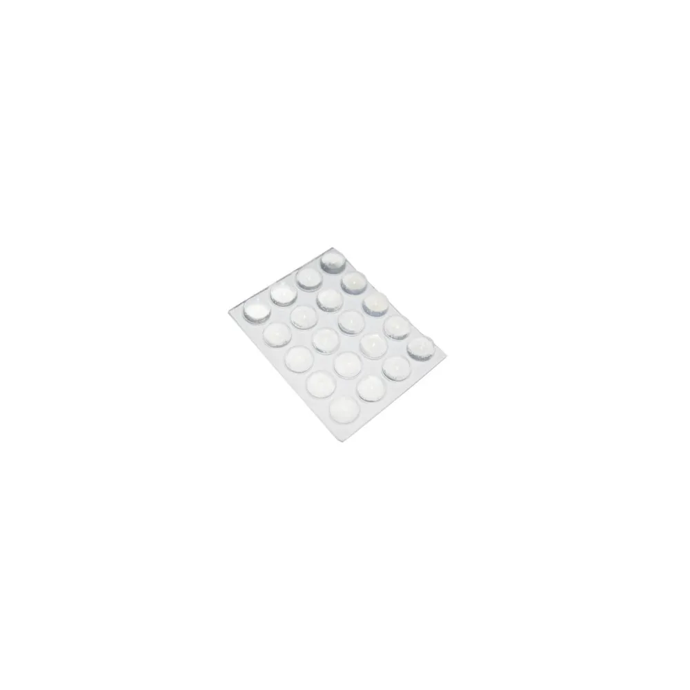 Paracolpi adesivi tondi trasparenti Dimensione Ø/X protezioni: Ø 19 mm. X sp. 9,5 mm.