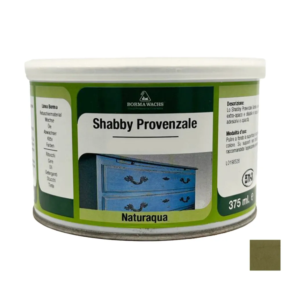 SHABBY CHIC PROVENZALE DECORGESSO ANTICANTE ALL'ACQUA 375 ml - Borma Wachs Colori Borma Wachs: 130 - VERDE MENTA SHABBY CHIC PROVENZALE DECORGESSO ANTICANTE ALL'ACQUA 375 ml - Borma Wachs Colori Borma Wachs: 130 - VERDE MENTA