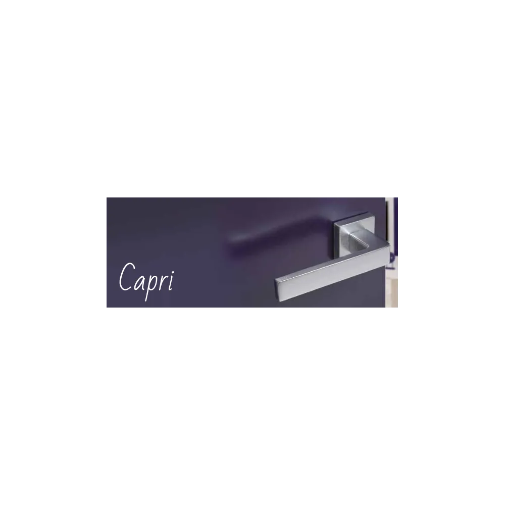 MANIGLIA SERIE CAPRI CON ROSETTA CROMOSATINATA Modello maniglia: R8 MANIGLIA SERIE CAPRI CON ROSETTA CROMOSATINATA Modello maniglia: R8