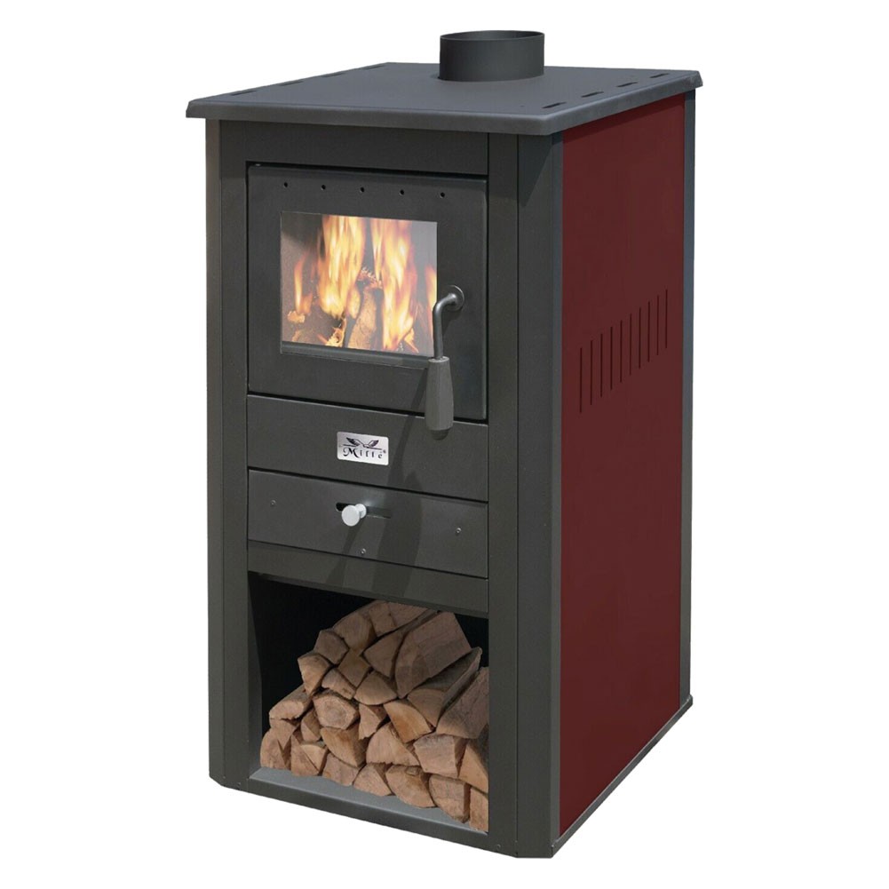 STUFA A LEGNA 'PALLADE' 13 kw - colore nero/bordeaux