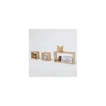 SET DI 3 MENSOLE "CONGONA" IN LEGNO CHIARO A CUBO E RETTANGOLO