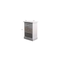 COMODINO 3 CASSETTI LEGNO BIANCO BEIGE SHABBY 54X37X27CM