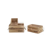 SET DI 3 CASSETTE CONTENITORI "POMELIA" IN LEGNO CHIARO