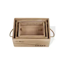 SET DI 3 CASSETTE CONTENITORI "POMELIA" IN LEGNO CHIARO