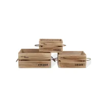 SET DI 3 CASSETTE CONTENITORI "POMELIA" IN LEGNO CHIARO