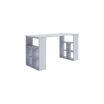 SCRITTOIO CON RIPIANI - TAVOLO DA UFFICIO GRIGIO CHIARO 140X60CM