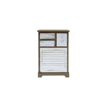 ARMADIETTO / COMODINO 3 CASSETTI E 1 ANTA STILE SHABBY 62x42x29CM