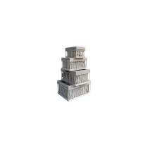 SET 4 CESTINI IN LEGNO E TESSUTO