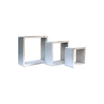 SET 3 MENSOLE DA MURO CUBO BIANCO SHABBY 26X26X9CM