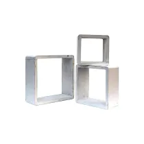 SET 3 MENSOLE DA MURO CUBO BIANCO SHABBY 26X26X9CM