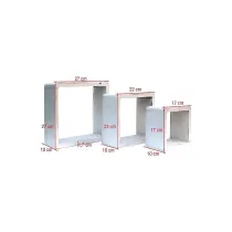 SET 3 MENSOLE DA MURO CUBO BIANCO SHABBY 26X26X9CM