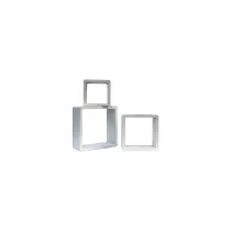 SET 3 MENSOLE DA MURO CUBO BIANCO SHABBY 26X26X9CM