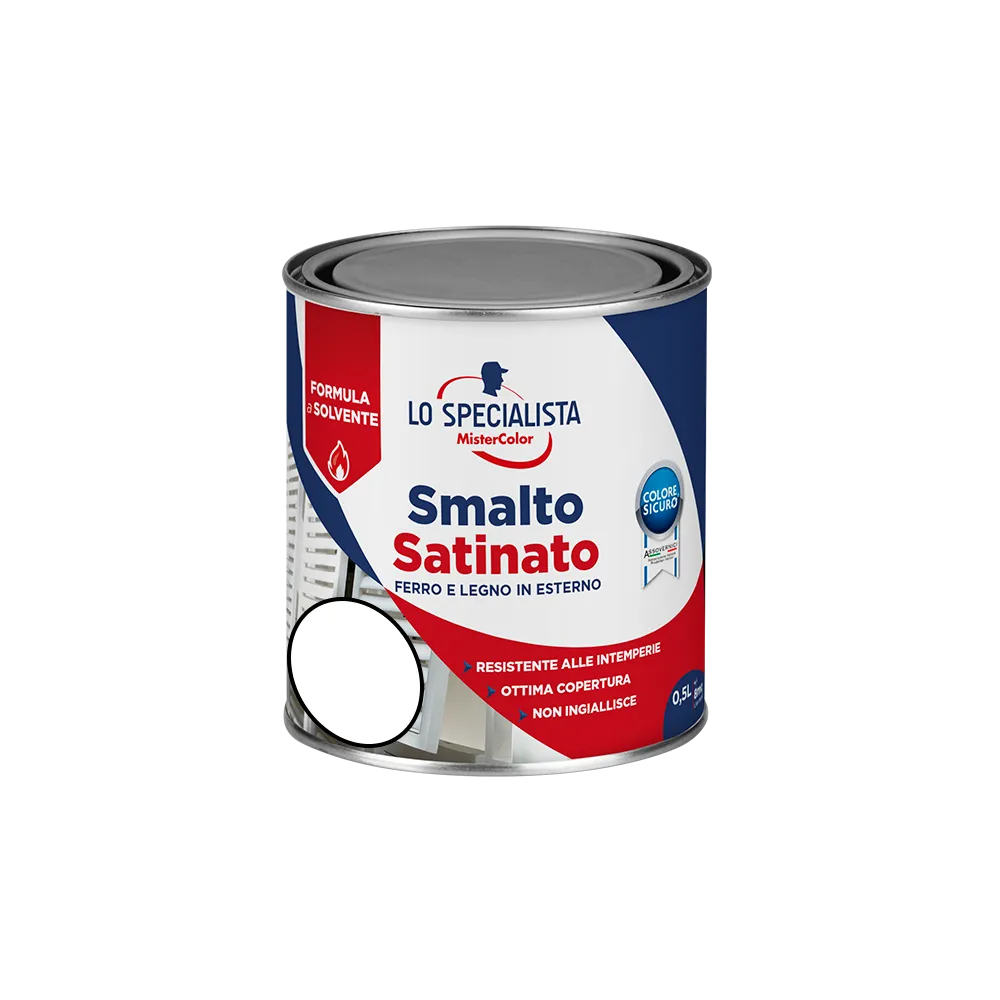SMALTO BRILLANTE - SATINATO A SOLVENTE BIANCO 0,50L