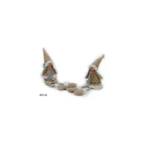 PERSONAGGIO DECORAZIONE NATALIZIA BIMBA SEDUTA CON CAPPELLO BEIGE H 30CM