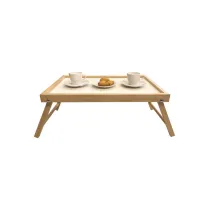 Vassoio iris legno naturale con piedi da letto50x33cm