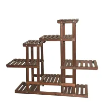 FIORIERA PORTAVASI IN LEGNO 120X98CM 8 POSTI NOCE