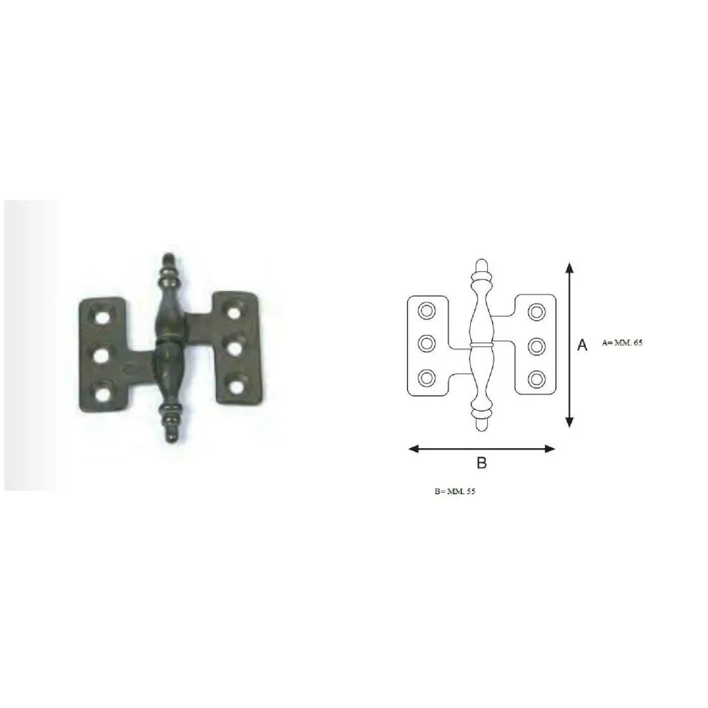 CERNIERA PIANA STILE BAROCCO BRONZATA SX ALTEZZA MM. 65 LARGHEZZA MM. 55 CERNIERA PIANA STILE BAROCCO BRONZATA SX ALTEZZA MM. 65 LARGHEZZA MM. 55