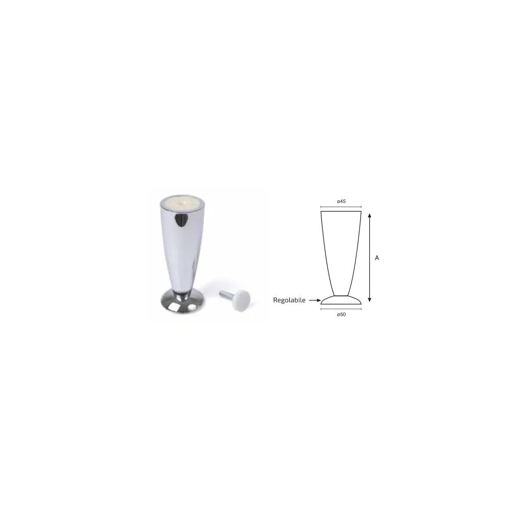 PIEDINO IN PLASTICA H.12 CM IN ALLUMINIO