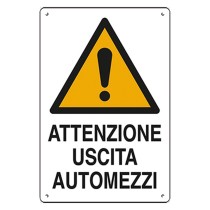 CARTELLO 'ATTENZIONE USCITA AUTOMEZZI' cm 40 x 60