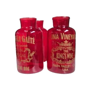 BOTTIGLIA VETRO ROSSA SCRITTA ORO D13 x H25.5 cm