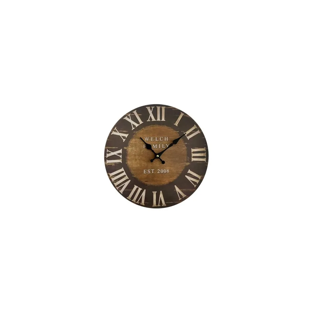OROLOGIO "CAMEDRIO" TONDO IN LEGNO IN STILE INDUSTRIAL E VINTAGE Ø 33,8CM E P.4CM