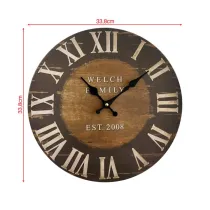 OROLOGIO "CAMEDRIO" TONDO IN LEGNO IN STILE INDUSTRIAL E VINTAGE Ø 33,8CM E P.4CM