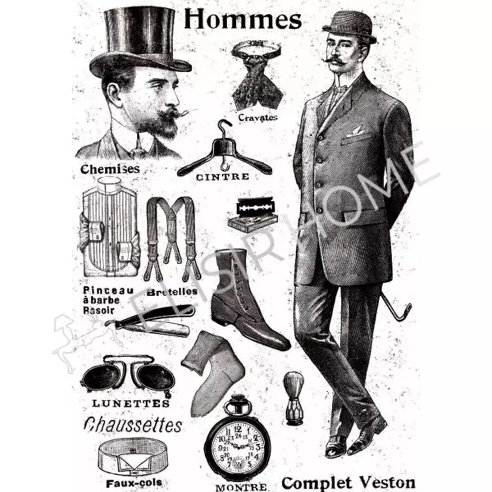 STAMPA TRASFERIBILE "VINTAGE, HOMMES" 28X40CM STAMPA TRASFERIBILE "VINTAGE, HOMMES" 28X40CM