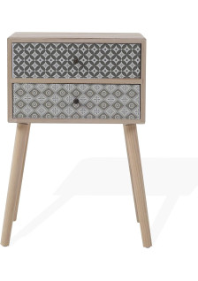 COMODINO 2 CASSETTI STILE SCANDINAVO IN LEGNO 69X45X30CM (HxLxP)