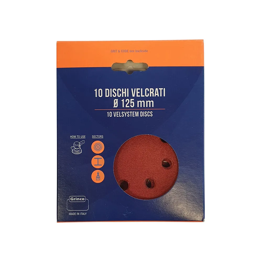 DISCO ABRASIVO VELCRO 8 FORI D 125 MM GR  40 CF 10