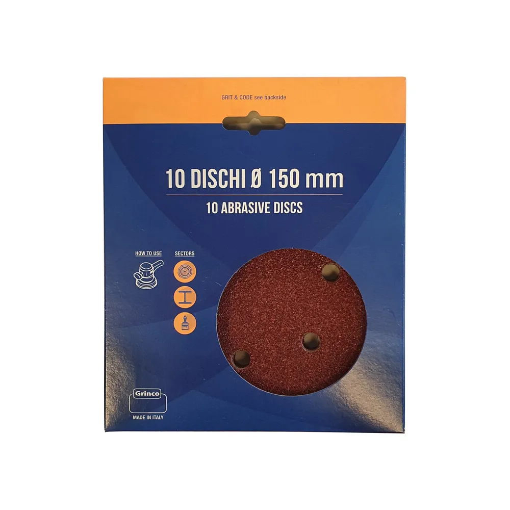 DISCO ABRASIVO VELCRO 6 FORI D 150 MM GR 40 CF 10 DISCO ABRASIVO VELCRO 6 FORI D 150 MM GR 40 CF 10