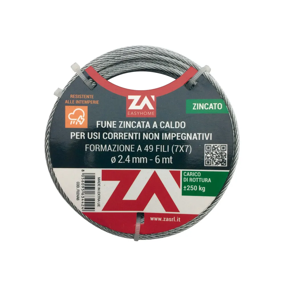 FUNE ACCIAIO ZINCATO ANTIGIRO 133F D 6   25 M