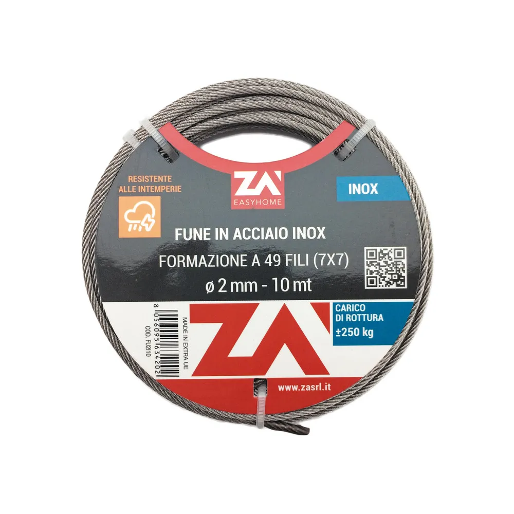 FUNE ACCIAIO INOX 49F D 2 MM 10 M FUNE ACCIAIO INOX 49F D 2 MM 10 M