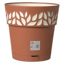 VASO TONDO 'CLOE' ø 15 x h.15 - bianco/travertino