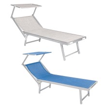 LETTINO SPIAGGIA CON PARASOLE 'MATTINATA' telo blu