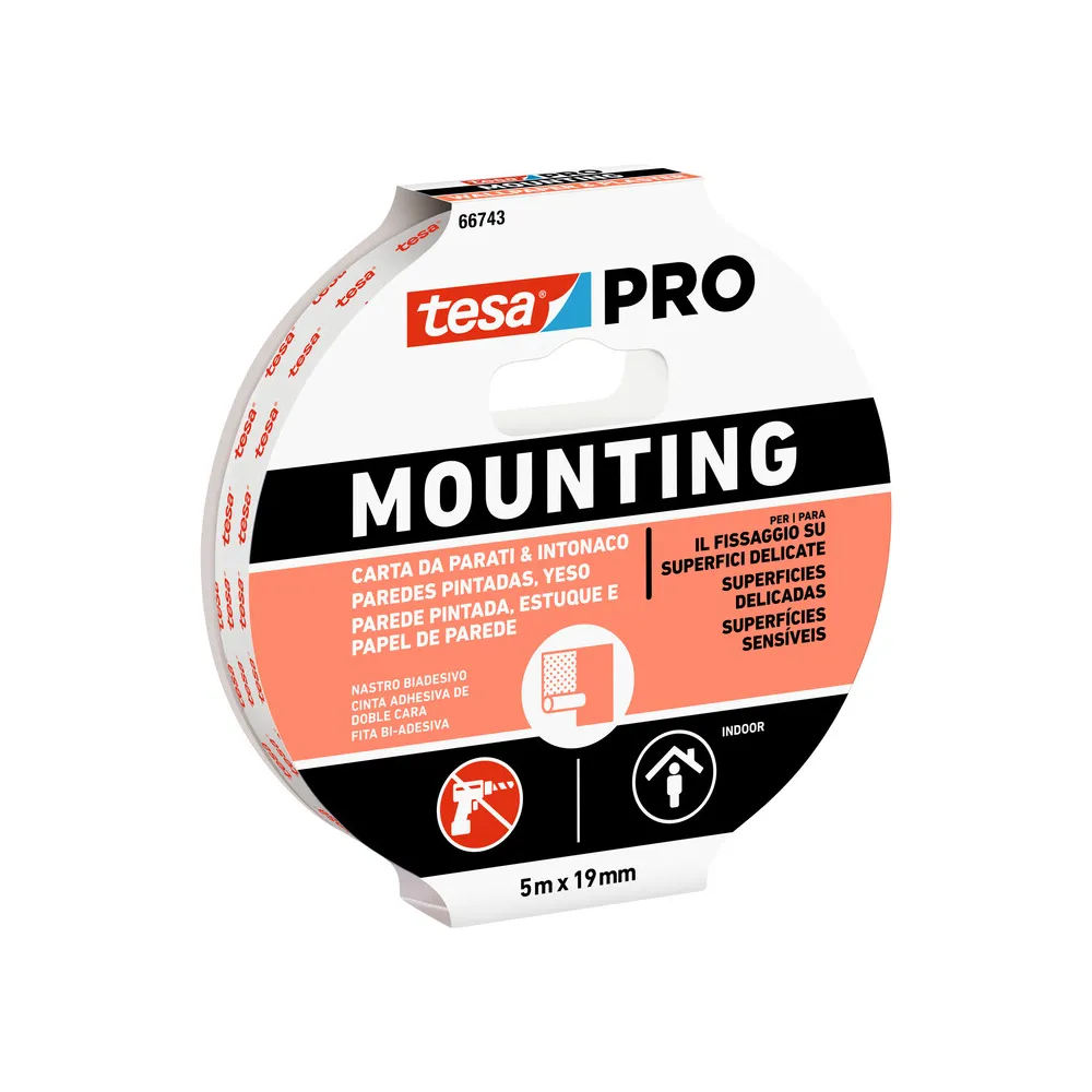 NASTRO BIADESIVO TESA MOUNTING PRO MURO 19MMX5M (10 NASTRO BIADESIVO TESA MOUNTING PRO MURO 19MMX5M (10
