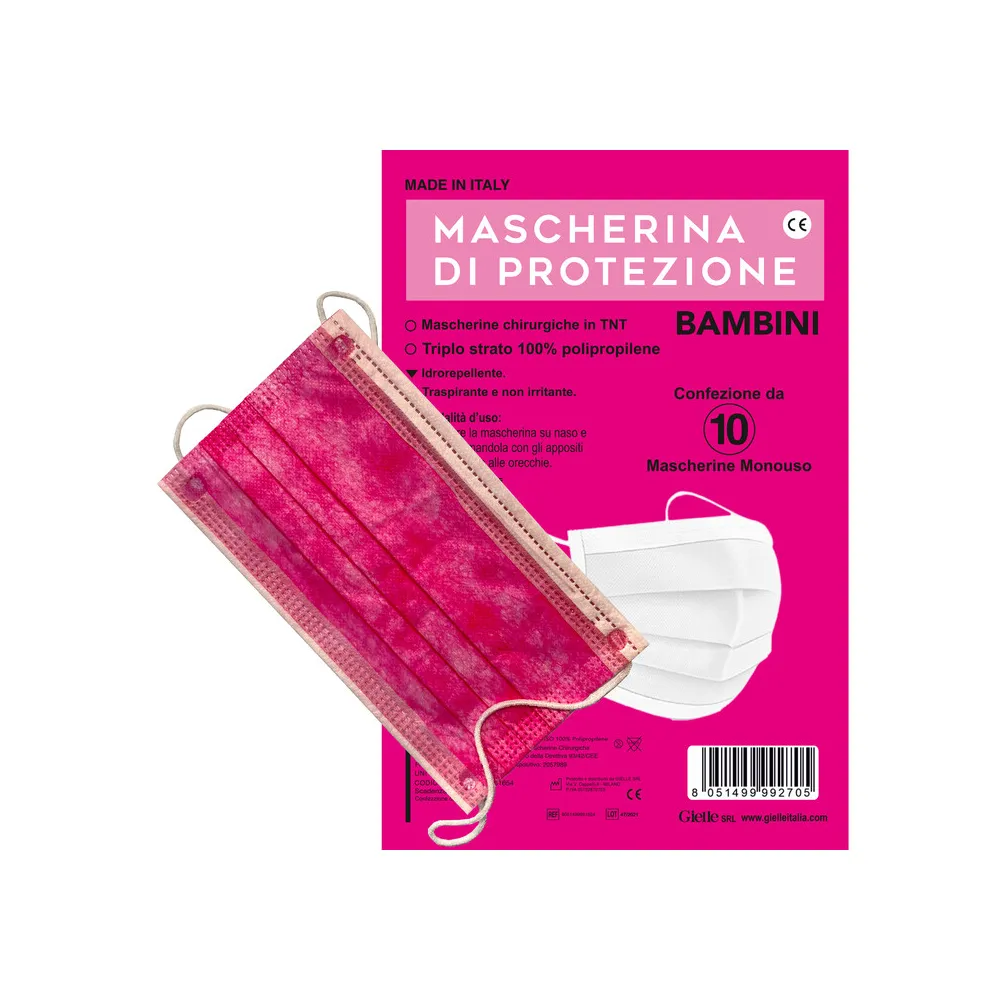 MASCHERINA CHIRURGICA BAMBINA COL.ROSA PZ 10