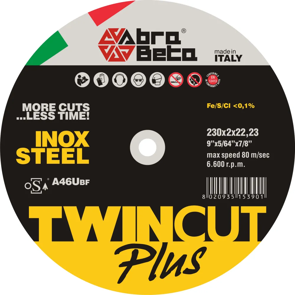 ABRABETA DISCO P/FERRO TWIN CUT PLUS 230X2 ABRABETA DISCO P/FERRO TWIN CUT PLUS 230X2