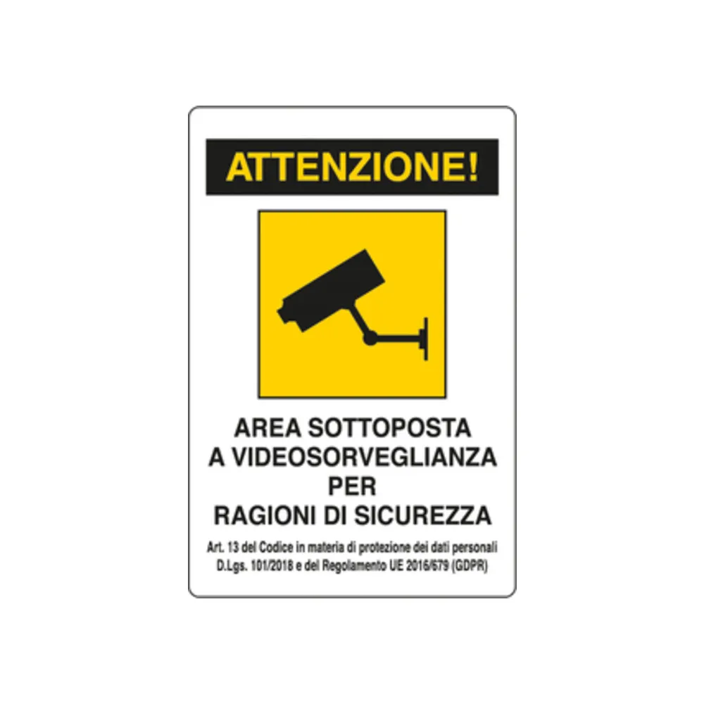 TARGA AREA SOTTO VIDEOSORVEGL. 180X120 MM ADESIVA (10
